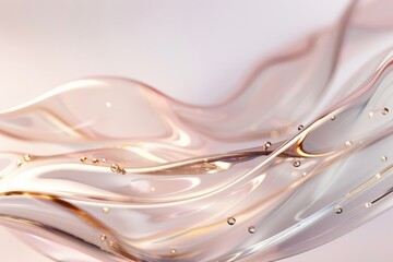 Aufkleber - Abstract Golden Fluid Art Smooth, Glossy Surfaces with Dynamic Waves and Droplets in a Softly Lit Setting