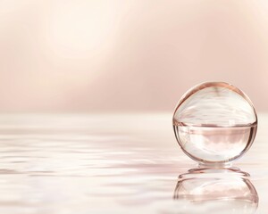 Aufkleber - Elegant Glass Ball on Reflective Surface: A Study of Modern Design and Crystal Clarity