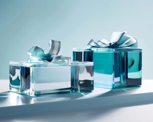 Poster - Elegant Presentation of Luxury Glass and Crystal Gift Packaging in Bright Studio Light