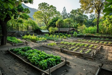 a garden with a lot of plants growing in it