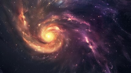 Colorful space spiral galaxy cloud nebula. Universe science astronomy. Supernova background wallpaper.