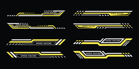 Decal stripes. Speed lines, Sports stripes, racing tuning strips and car sticker vector set. Vector illustration	