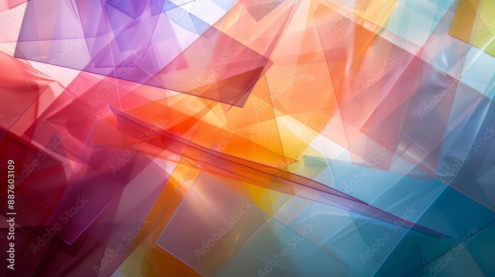 Polychromatic Textures An abstract composition of overlapping translucent sheets in various ...