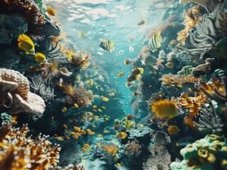 Canvas Print - coral reef with fish