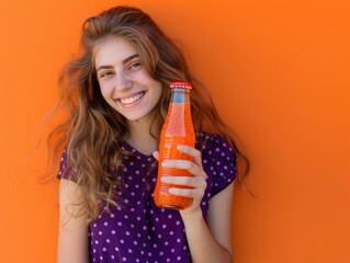 Wall Mural - woman drinking orange juice