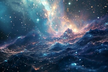 Wall Mural - a stunning depiction of the universe, showcasing galaxies, stars, and planets in a vast cosmic lands