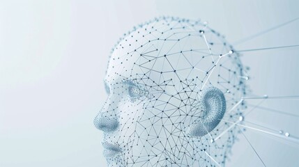 Poster - A computer generated image of a face with a lot of lines and dots