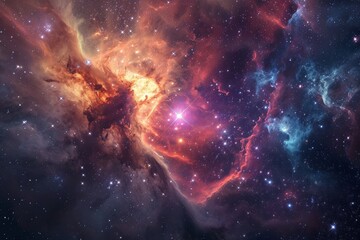 Wall Mural - sparkling stars and nebulas, space background with stardust and shining stars realistic colorful cos