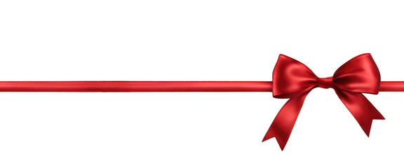 Elegant red ribbon with a bow, perfect for decorations, gifts, holidays, and celebrations, isolate on transparent background 