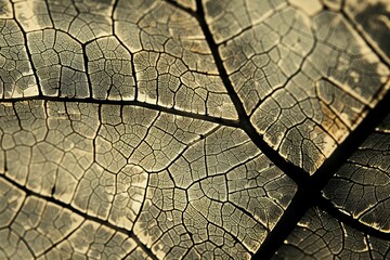 Close-up of a Delicate Leaf Vein Structure