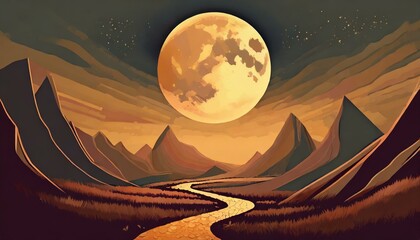 Poster - moon and mountains