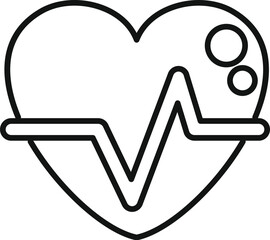 Wall Mural - Line icon of a heart with a pulse rate, representing health and wellness