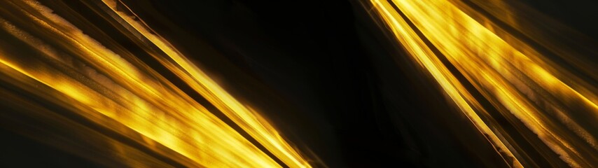 Poster - Abstract black texture with golden light stripes, glowing background banner