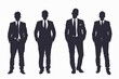 © Bundi - Male businessman silhouettes representing different poses. Elegant male businessman silhouettes in modern poses wearing suits.