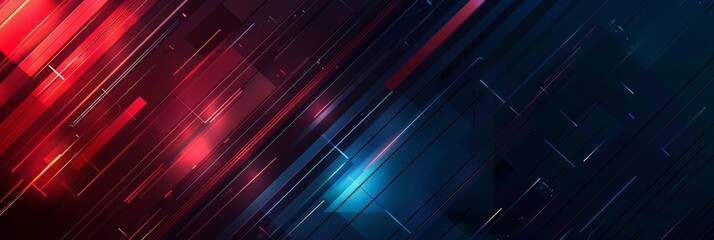 Poster - Modern abstract background with blue and red gradients, geometric shapes, and diagonal lines