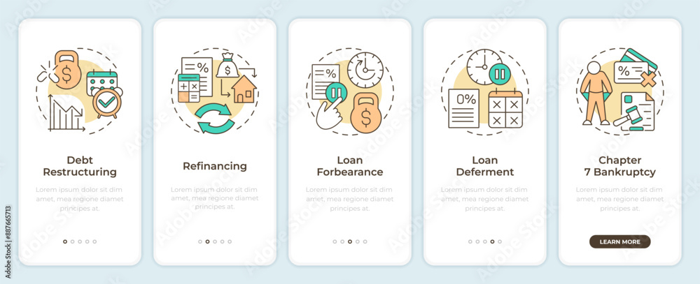 Debt reorganization process types onboarding mobile app screen ...