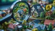 © G.Go - A magnified view of a neighborhood with houses and trees