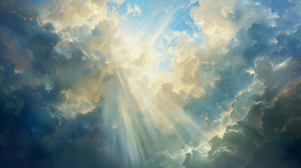 Poster - Soft clouds and gentle light in serene scene divine Passover background