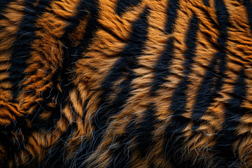 Poster - A seamless pattern of tiger skin with black stripes, showcasing the intricate details and textures of its fur, perfect for creating an exotic background or texture in your designs. 