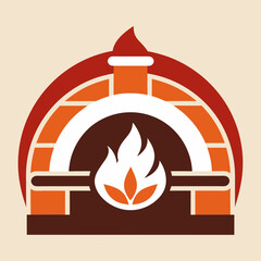 Wall Mural - Firewood Oven And Wood Fired Logo Design Vector Art Illustration Template