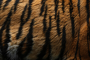 Poster - A seamless pattern of tiger skin with black stripes, showcasing the intricate details and textures of its fur, perfect for creating an exotic background or texture in your designs. 