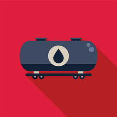 Sticker - Illustration of an oil tank train wagon delivering petroleum products with a long shadow