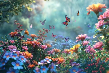 Wall Mural - butterfly on a flower