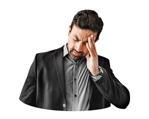 Sticker - Stressed man png collage element, transparent background