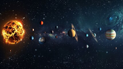 Poster - A close up of the solar system with the sun in the center