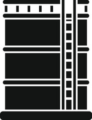 Sticker - Black and white icon of a large industrial tank with a ladder, used for storing oil and other liquids