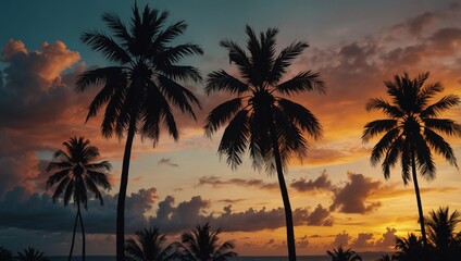 Wall Mural - palm trees at sunset