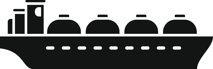 Poster - Black silhouette of a lng tanker ship sailing on the sea, transporting liquefied natural gas