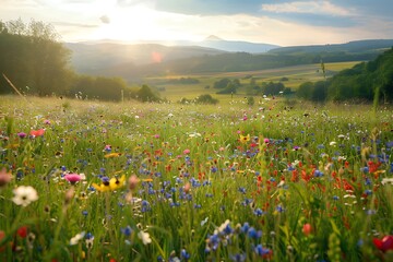 Aufkleber - Wildflowers Field at Sunset