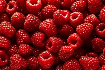 Raspberry - red fresh berryes background. Beautiful simple AI generated image in 4K, unique.