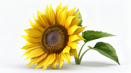 Sunflower isolated yellow summer flower 3D illustration