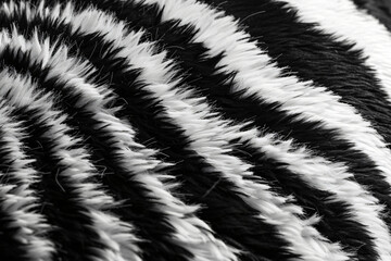 Poster - A black and white zebra skin pattern with the texture of real fur, perfect for creating animal print patterns or backgrounds in design projects. 