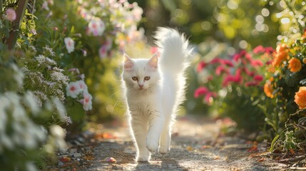 Sticker - cat in the garden