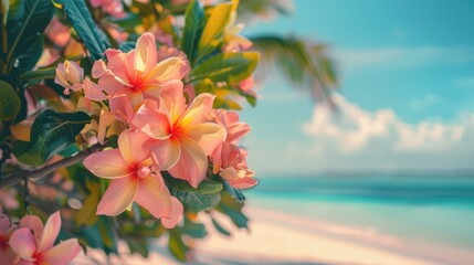 Wall Mural - flowers on the beach