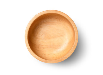 Wall Mural - Empty wooden bowl isolated on white background with clipping path.