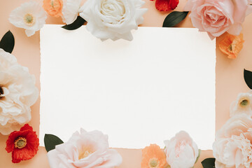 Canvas Print - Roses on a card mockup design element