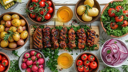 Poster - Grilled Chicken Skewers with Sides