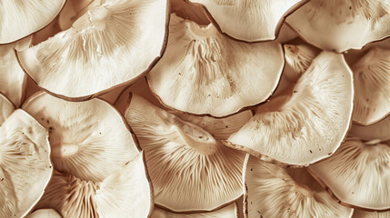 dried slices of porcini mushrooms create a gourmet food texture background, showcasing forest boletu