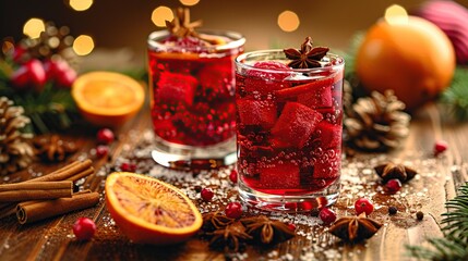 Poster - Christmas Festive Drink with Spices and Fruit