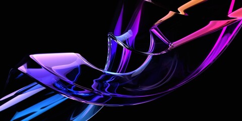 Fototapete - Abstract futuristic shape on black background, 3d render