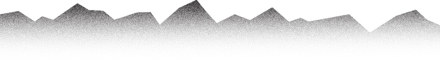 Poster - grainy mountains with stipple effect. sandy noise black gradient texture. halftone dotted abstract l