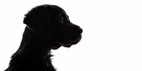 Poster - dark silhouette of puppy on a white background