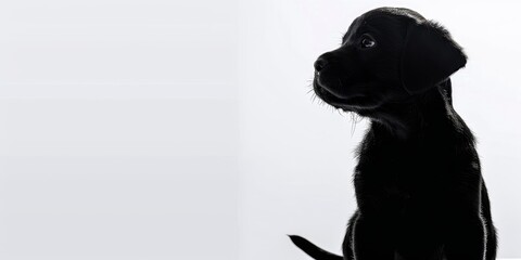 Sticker - dark silhouette of puppy on a white background