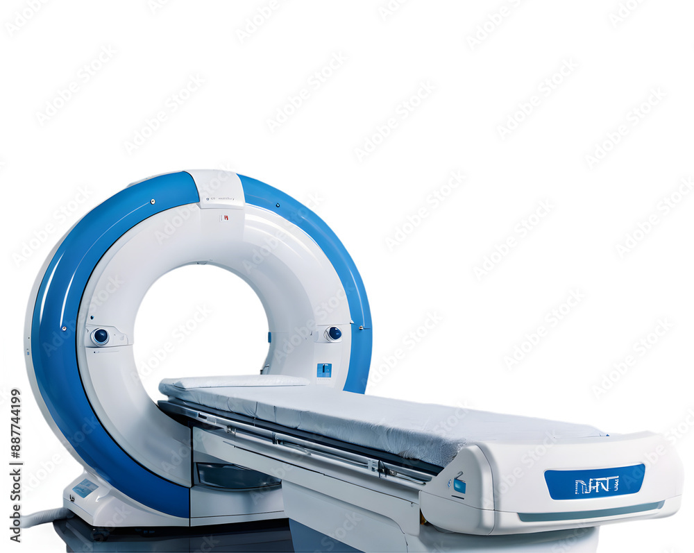 Transparent image of An advanced bed designed for MRI scans, featuring ...