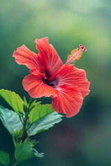 Wall Mural - red hibiscus flower