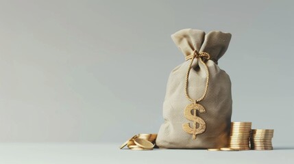 Aufkleber - A bag of money with a dollar sign on it